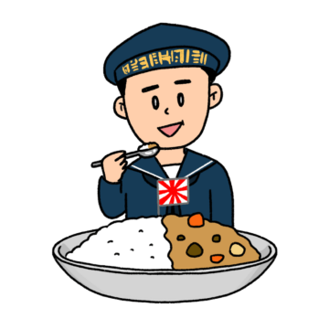 海軍カレーを食べる水兵さんのイラスト