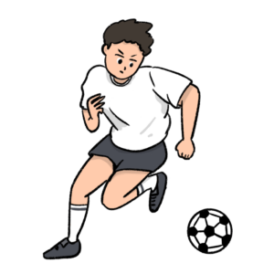 ドリブルするサッカー選手のイラスト