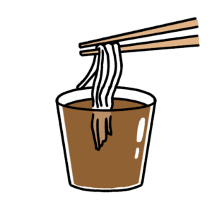 そうめんをつゆにつけるイラスト