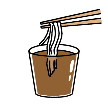 そうめんをつゆにつけるイラスト