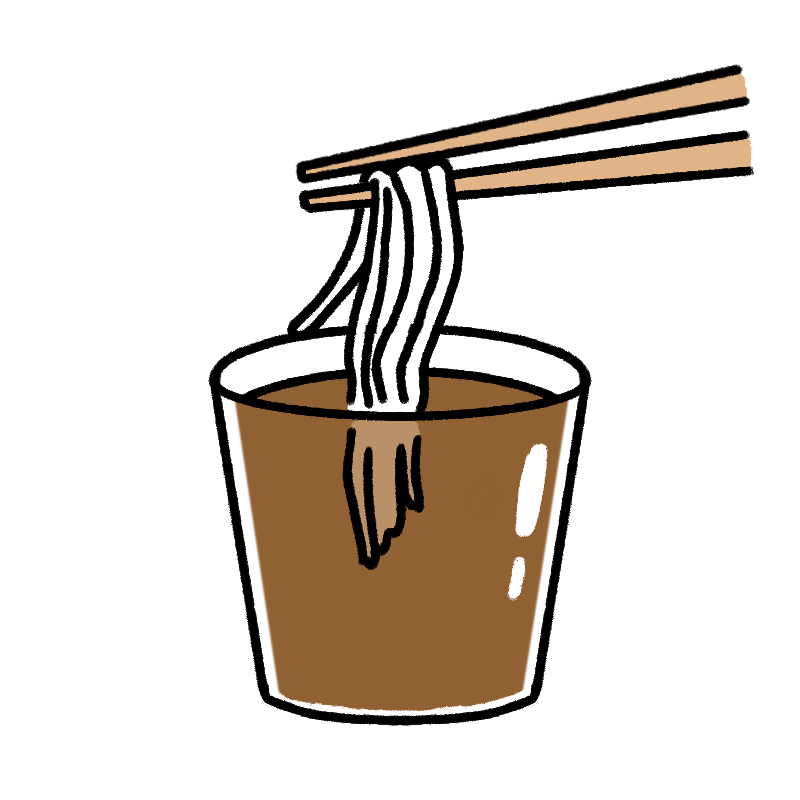 そうめんをつゆにつけるイラスト