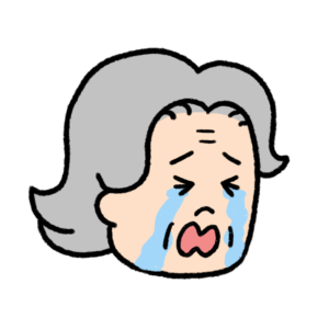 泣く表情のおばあさんのイラスト
