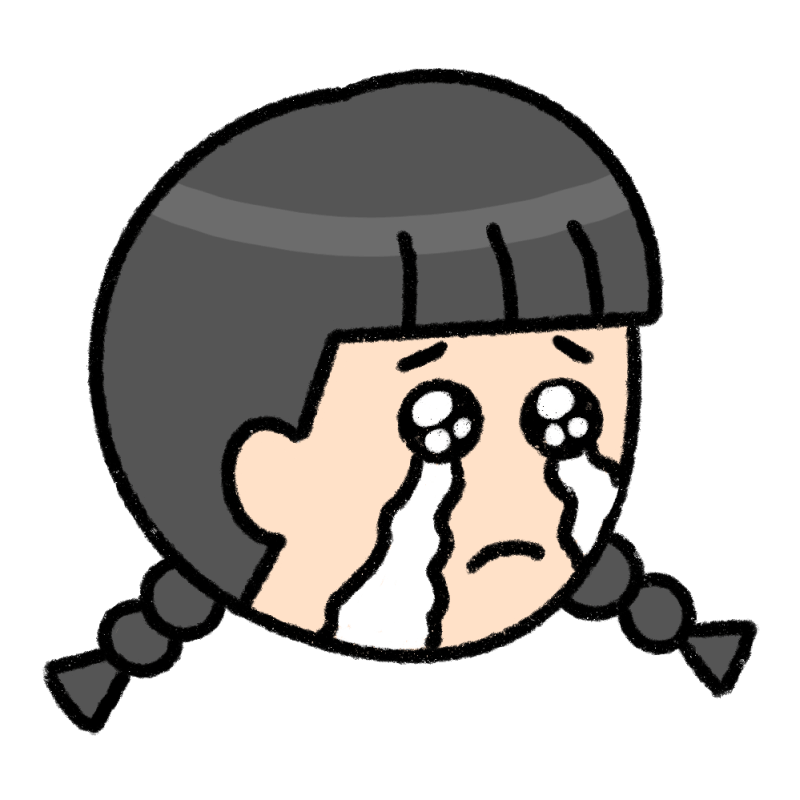 ぴえんの表情の女の子のイラスト