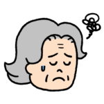 悩む表情のおばあさんのイラスト