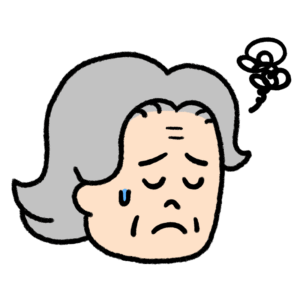 悩む表情のおばあさんのイラスト