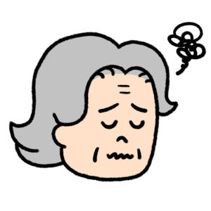 困った表情のおばあさんのイラスト