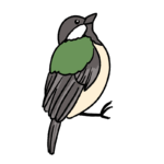 網戸につかまるシジュウカラのイラスト