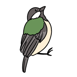 網戸につかまるシジュウカラのイラスト