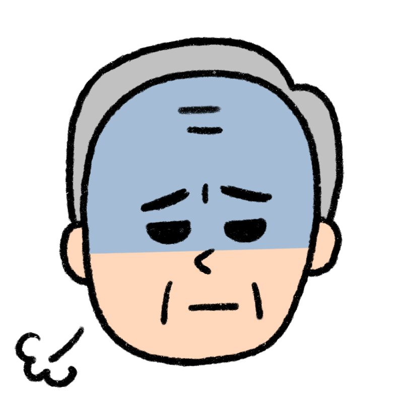 落ち込む表情のおじさんのイラスト