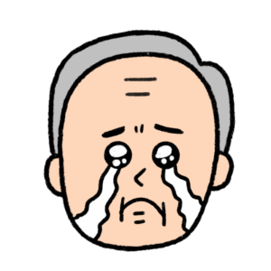 ぴえんな表情のおじさんのイラスト