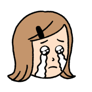 ぴえんの表情の女性のイラスト