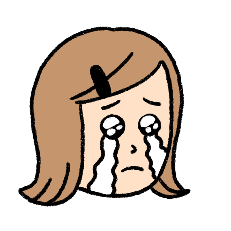 ぴえんの表情の女性のイラスト