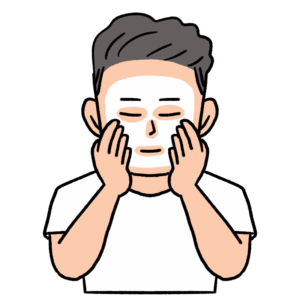 パックする男性のイラスト