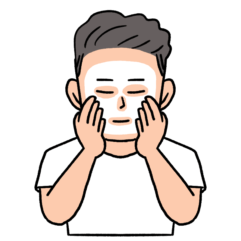 パックする男性のイラスト