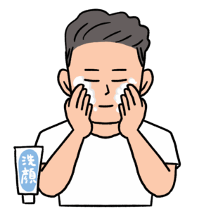 洗顔する男性のイラスト