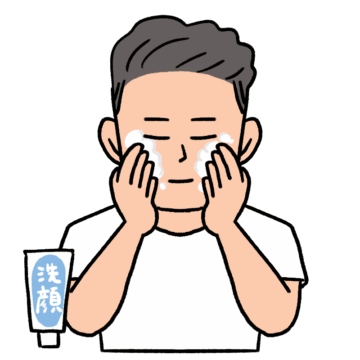 洗顔する男性のイラスト