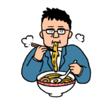ラーメンを食べる男性のイラスト