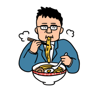 ラーメンを食べる男性のイラスト