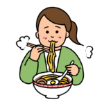 ラーメンを食べる女性のイラスト