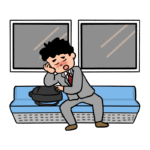 酔っ払って電車で居眠りする男性のイラスト