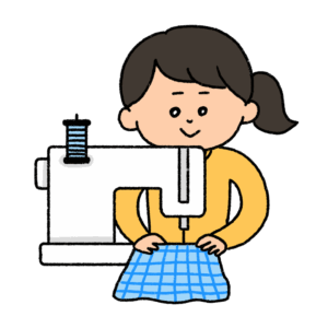 ミシンを使う女性のイラスト