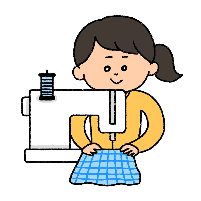 ミシンを使う女性のイラスト