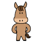 直立不動な馬のイラスト