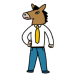 馬マスクを被った男性のイラスト