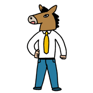 馬マスクを被った男性のイラスト