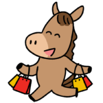 買い物をする馬のイラスト