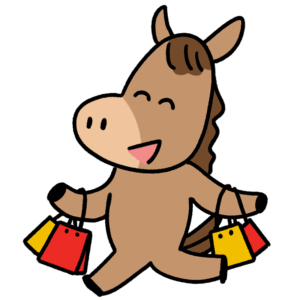 買い物をする馬のイラスト