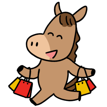 買い物をする馬のイラスト