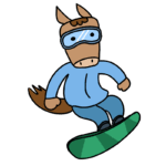 スノーボードをする馬のイラスト