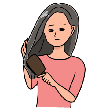 髪をとかす女性のイラスト