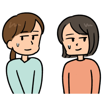 気まずい女性2人組のイラスト
