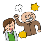 カスタマーハラスメントのイラスト【大声・暴言】