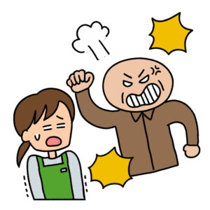 カスタマーハラスメントのイラスト【大声・暴言】