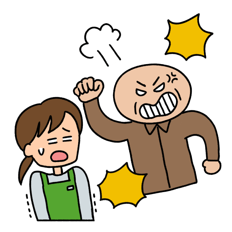 カスタマーハラスメントのイラスト【大声・暴言】